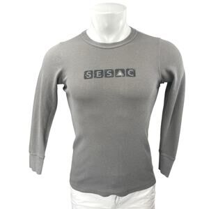 Alternative Apparel Vintage Soft Mens Gray Waffle Knit Long Sleeve Shirt Top S